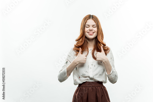 woman gesturing with hands