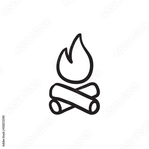 Campfire sketch icon.