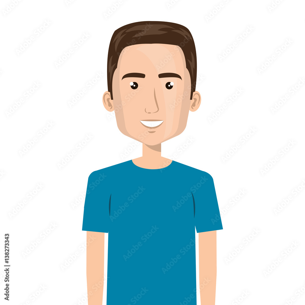 half body cartoon man with hairstyle vector illustration