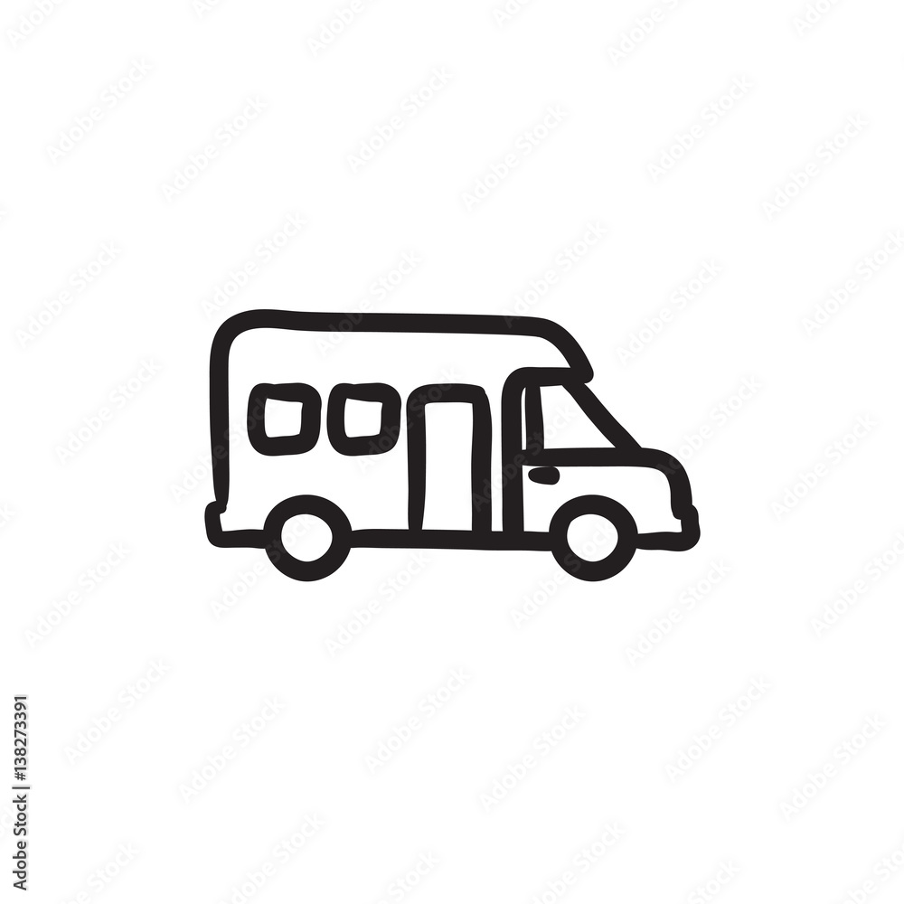 Motorhome sketch icon.