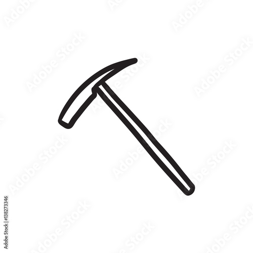 Ice pickaxe sketch icon.