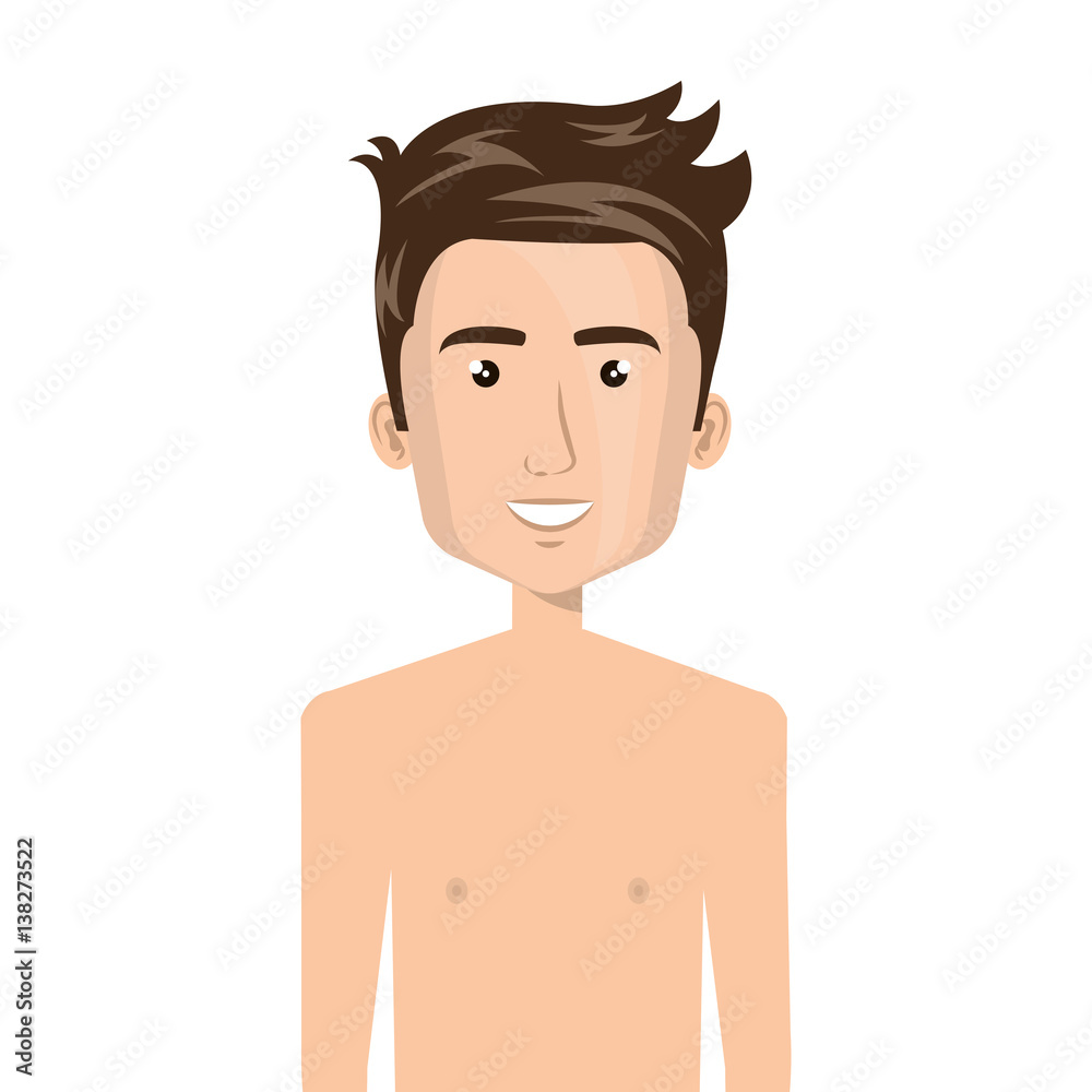Fototapeta premium half body cartoon fit man vector illustration