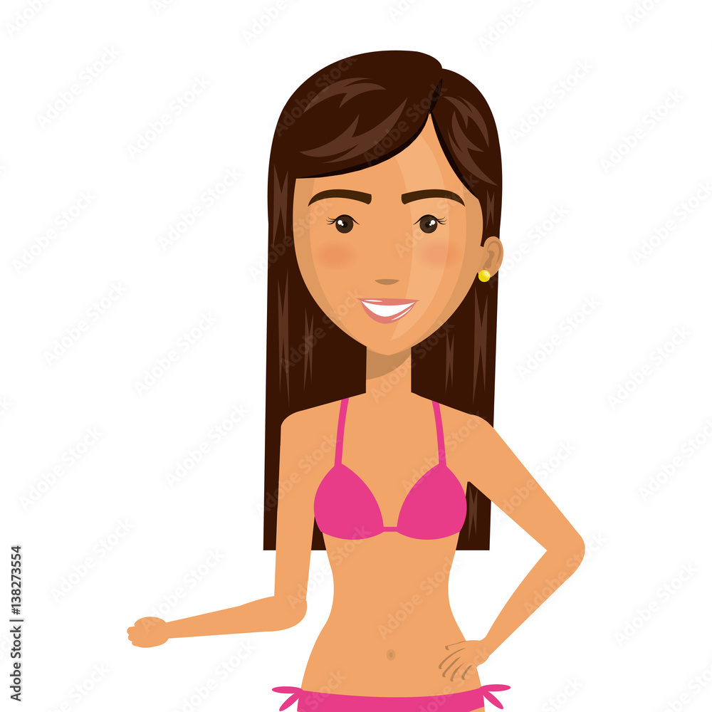 half body cartoon woman in bikini icon clothes vector illustration Stock  Vector | Adobe Stock