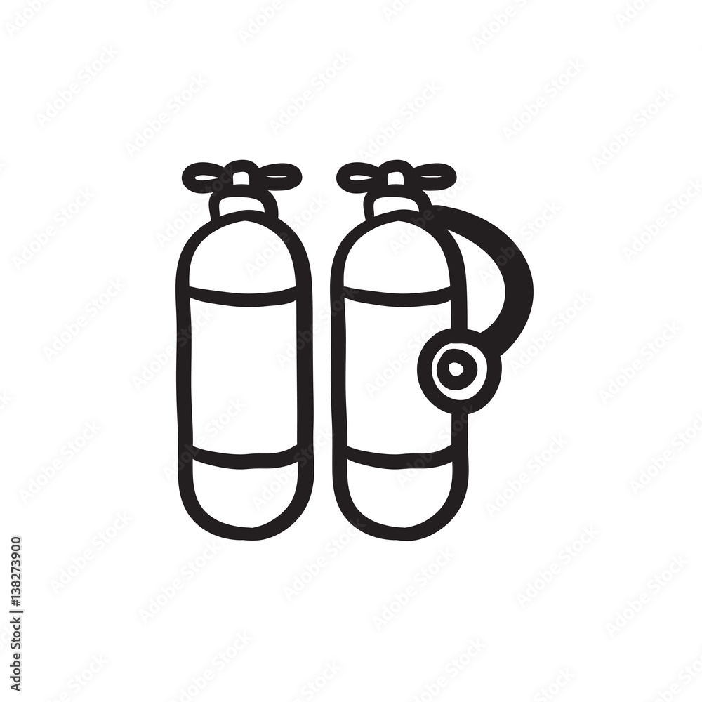 Oxygen tank sketch icon. Oxygen tank sketch icon.