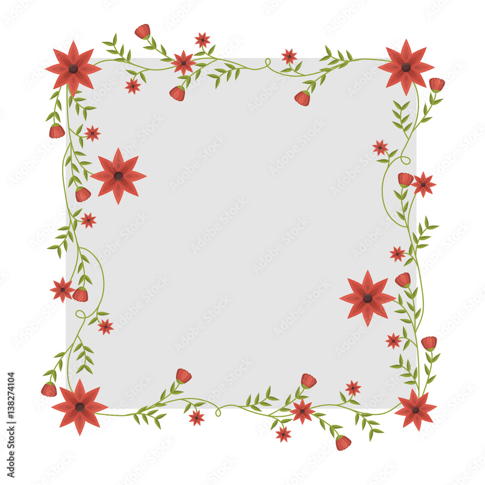 square frame with creepers and red flowers vector illustration square frame with creepers and red flowers vector illustration