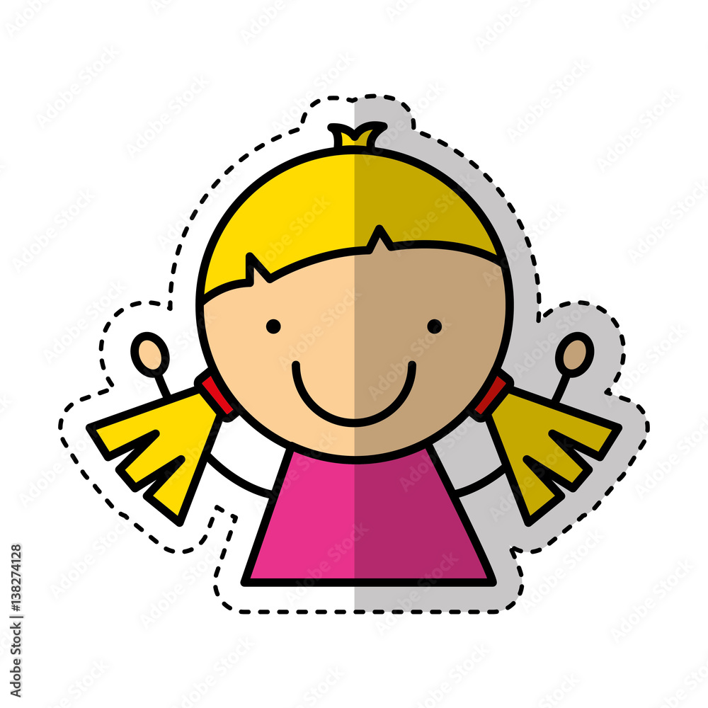 little girl drawing isolated icon vector illustration design