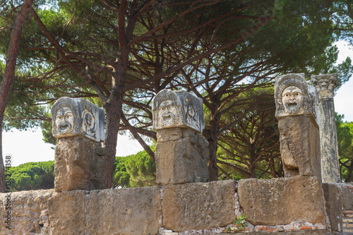 Roman sculptures at Ostia Antica Italy photo