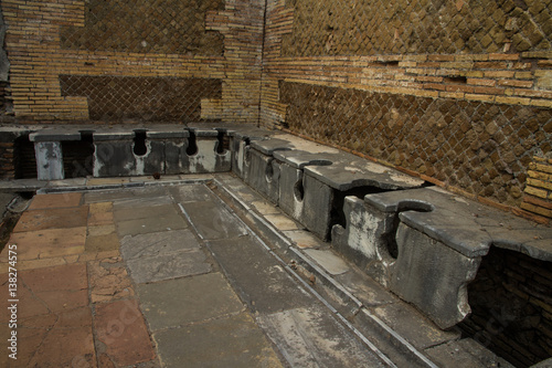 Fototapeta Naklejka Na Ścianę i Meble -  Roma latrines Ostia Antica Italy