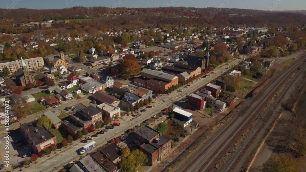 Aerial Shot Descending Towards Main Street of New Brighton, PA Aerial Shot Descending Towards Main Street of New Brighton, PA