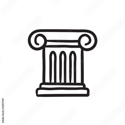 Ancient column sketch icon.