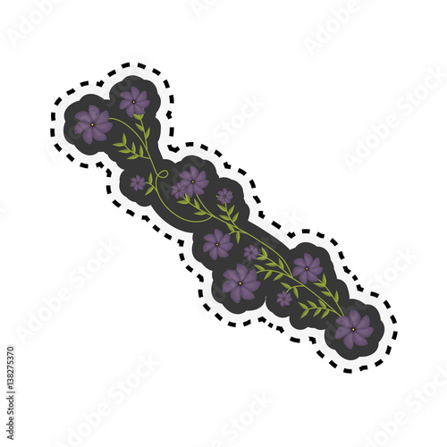 sticker creeper with violet flowers floral design vector illustration