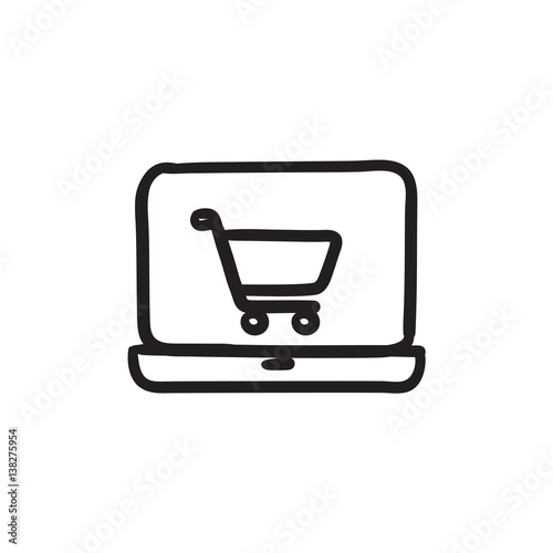 Online shopping sketch icon. 