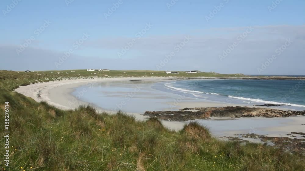 Elevated view of beach at Traigh Chornaig Tiree Scotland Elevated view of beach at Traigh Chornaig Tiree Scotland