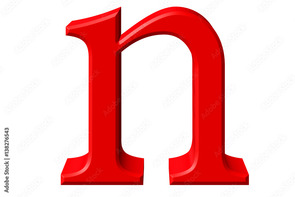 Lowercase letter N, isolated on white, with clipping path, 3D illustration Lowercase letter N, isolated on white, with clipping path, 3D illustration