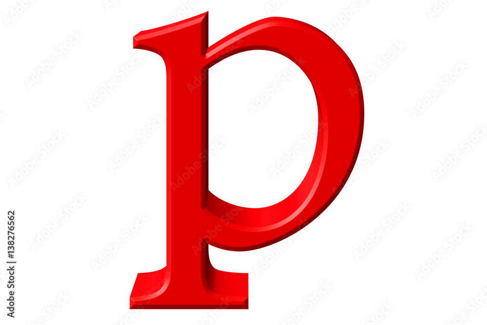 Lowercase letter P, isolated on white, with clipping path, 3D illustration Lowercase letter P, isolated on white, with clipping path, 3D illustration