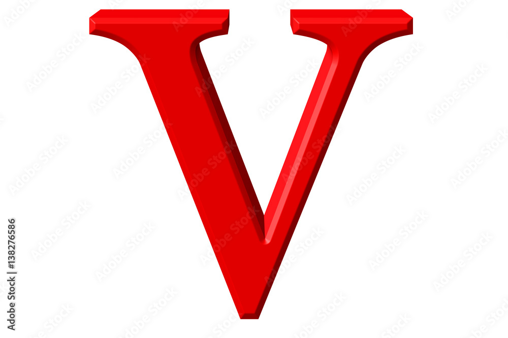 Lowercase letter V, isolated on white, with clipping path, 3D illustration Lowercase letter V, isolated on white, with clipping path, 3D illustration