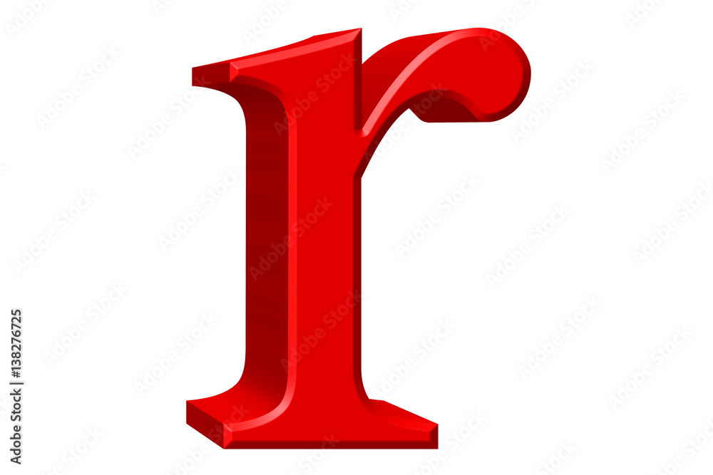 Lowercase letter R, isolated on white, with clipping path, 3D illustration Lowercase letter R, isolated on white, with clipping path, 3D illustration