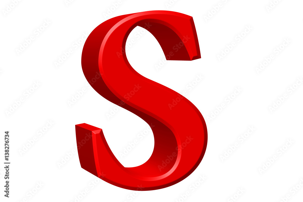 Lowercase letter S, isolated on white, with clipping path, 3D illustration Lowercase letter S, isolated on white, with clipping path, 3D illustration