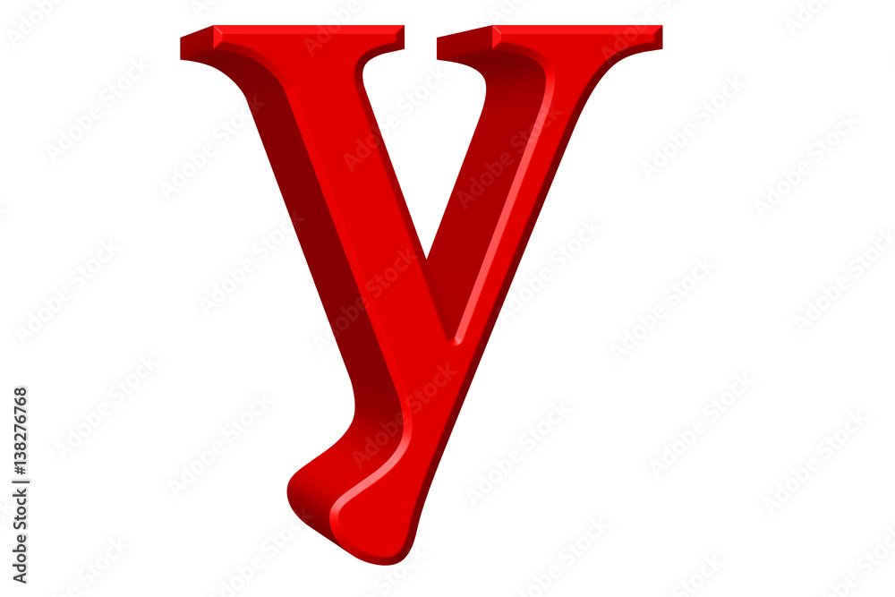 Lowercase letter Y, isolated on white, with clipping path, 3D illustration