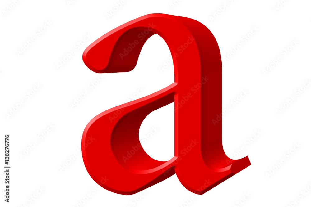 Lowercase letter A, isolated on white, with clipping path, 3D illustration Lowercase letter A, isolated on white, with clipping path, 3D illustration