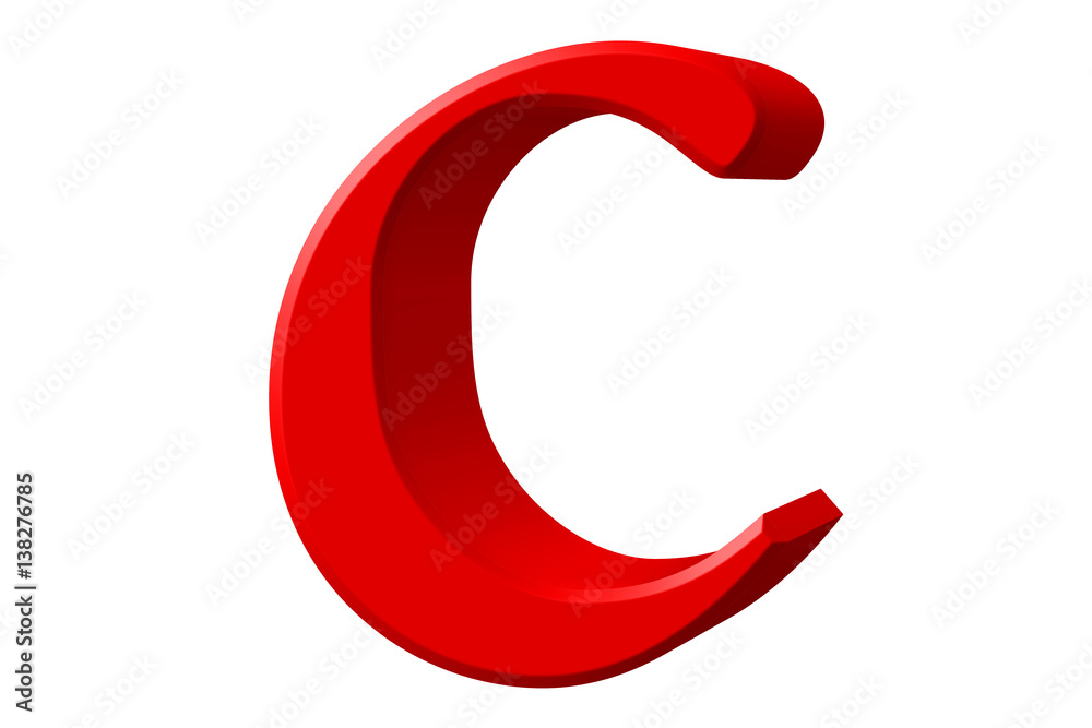 Lowercase letter C, isolated on white, with clipping path, 3D illustration Lowercase letter C, isolated on white, with clipping path, 3D illustration