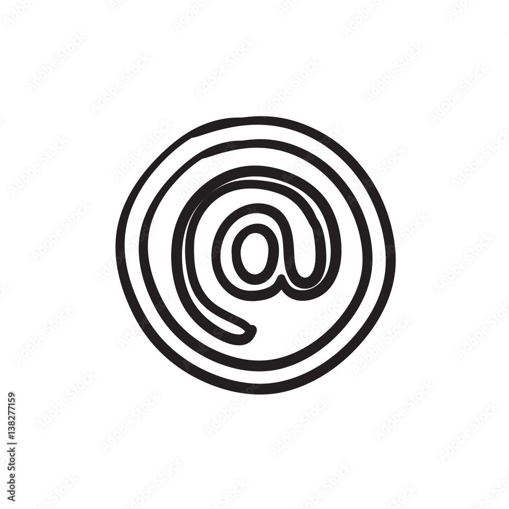 At sign sketch icon. At sign sketch icon.