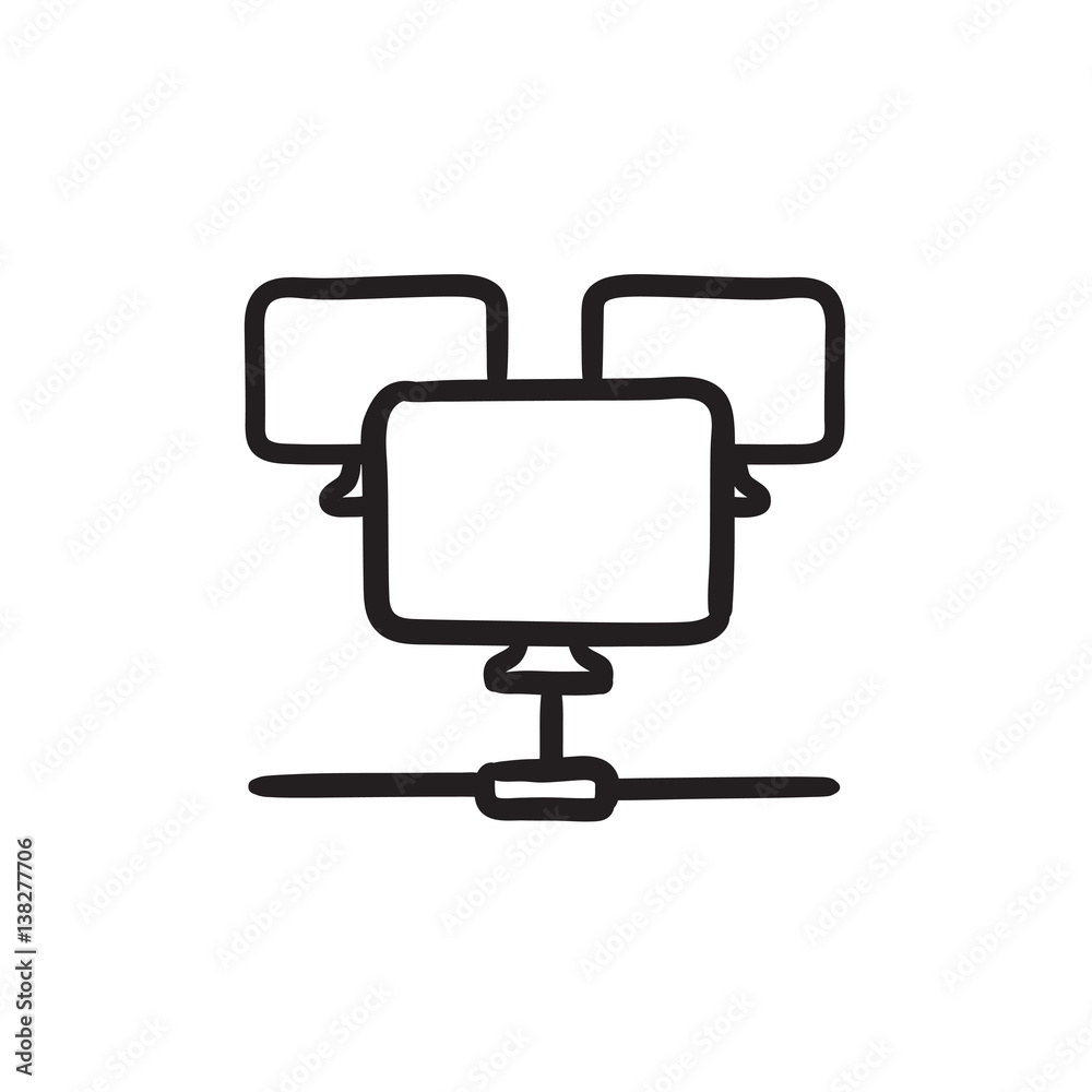 Computer network sketch icon. Computer network sketch icon.