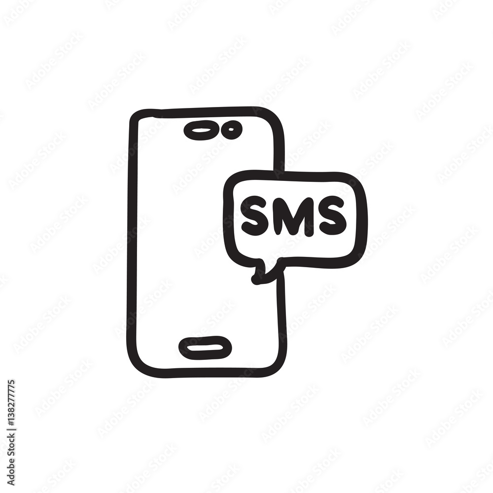 Smartphone with message sketch icon. Smartphone with message sketch icon.