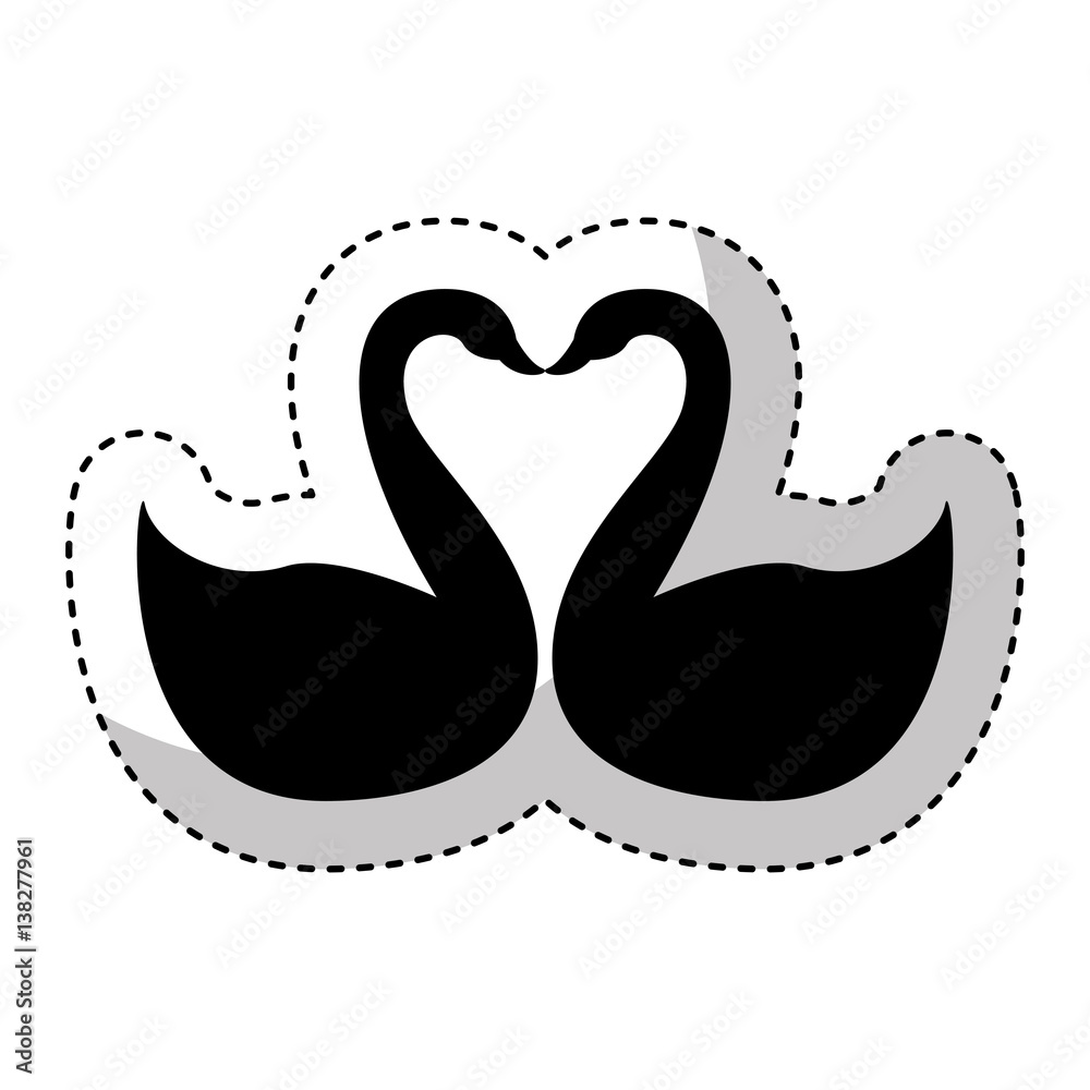 Obraz premium swan bird silhouette romantic card vector illustration design