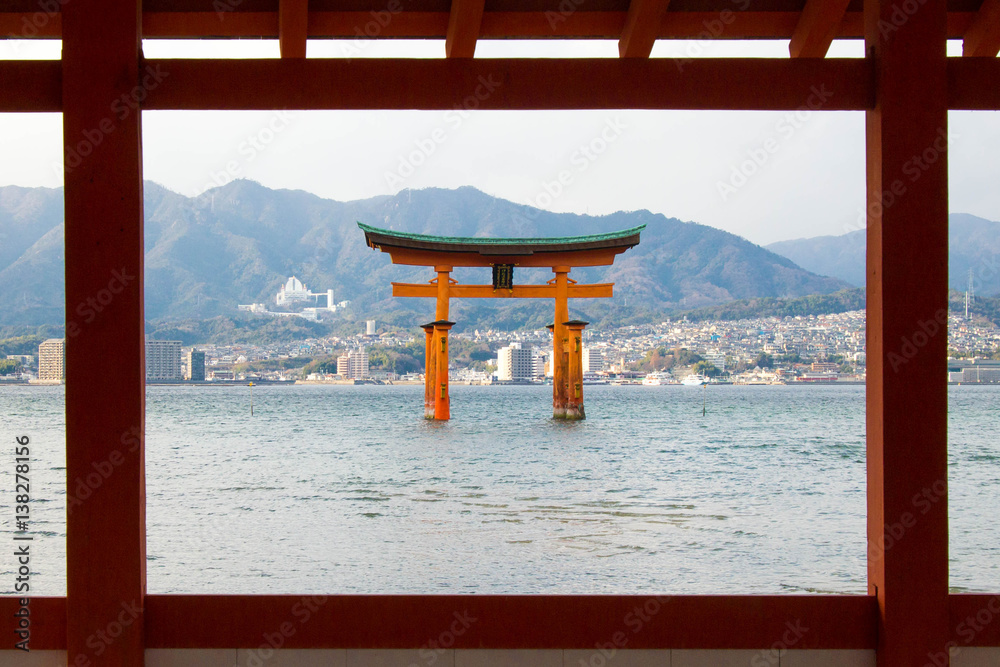 Itsukushima shrine, floating Torii gate, Miyajima island, Japan. Itsukushima shrine, floating Torii gate, Miyajima island, Japan.