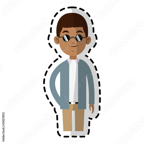 handsome young dark skin man icon image vector illustration design 