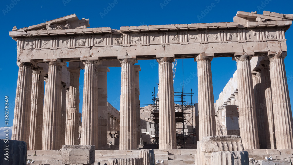 Amazing view of The Parthenon in the Acropolis of Athens, Attica, Greece