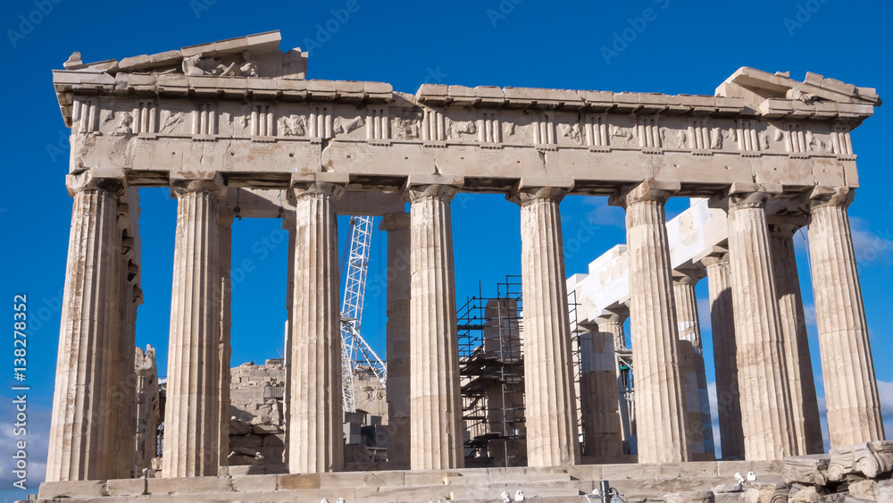 Naklejka premium Amazing view of The Parthenon in the Acropolis of Athens, Attica, Greece