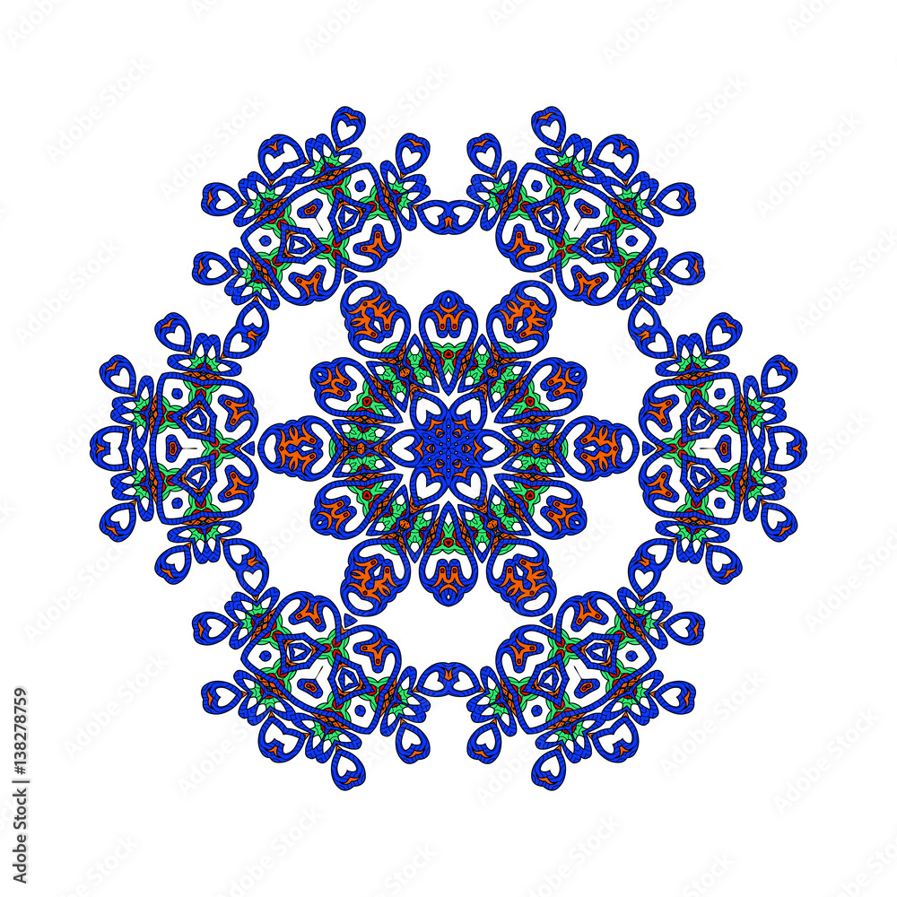 Oriental vector.Round decorative ornament mandala. Anti-stress therapy patterns. design element. Yoga logo, background for poster. flower shape.