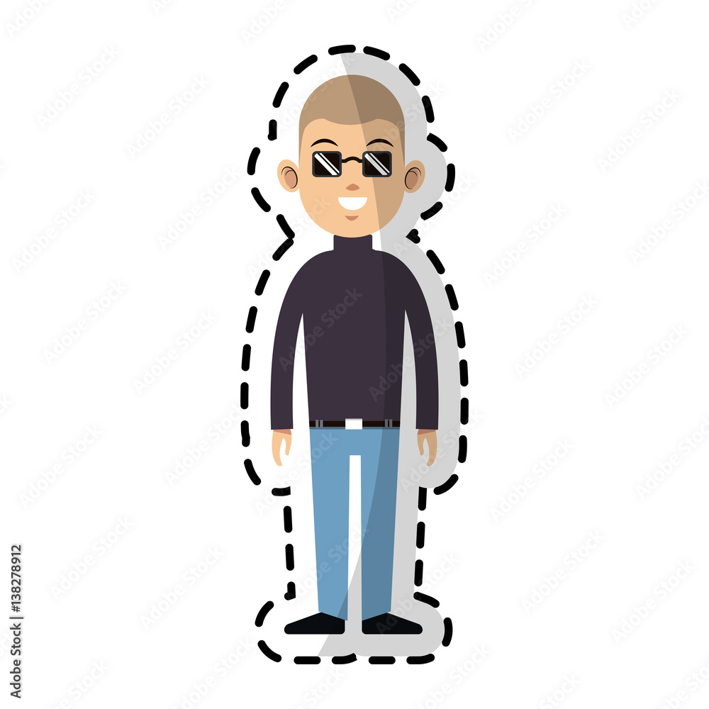 bald caucasian man with sunglasses man icon image vector illustration design 