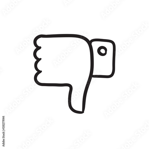 Thumbs down sketch icon.