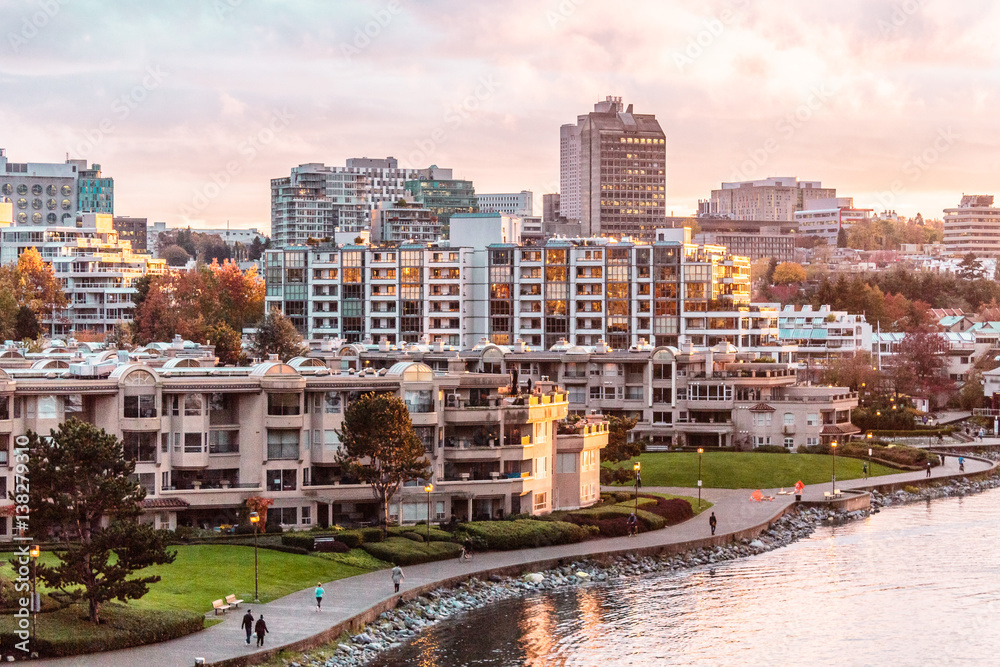 Autumn Sunset at False Creek in Vancouver, Canada