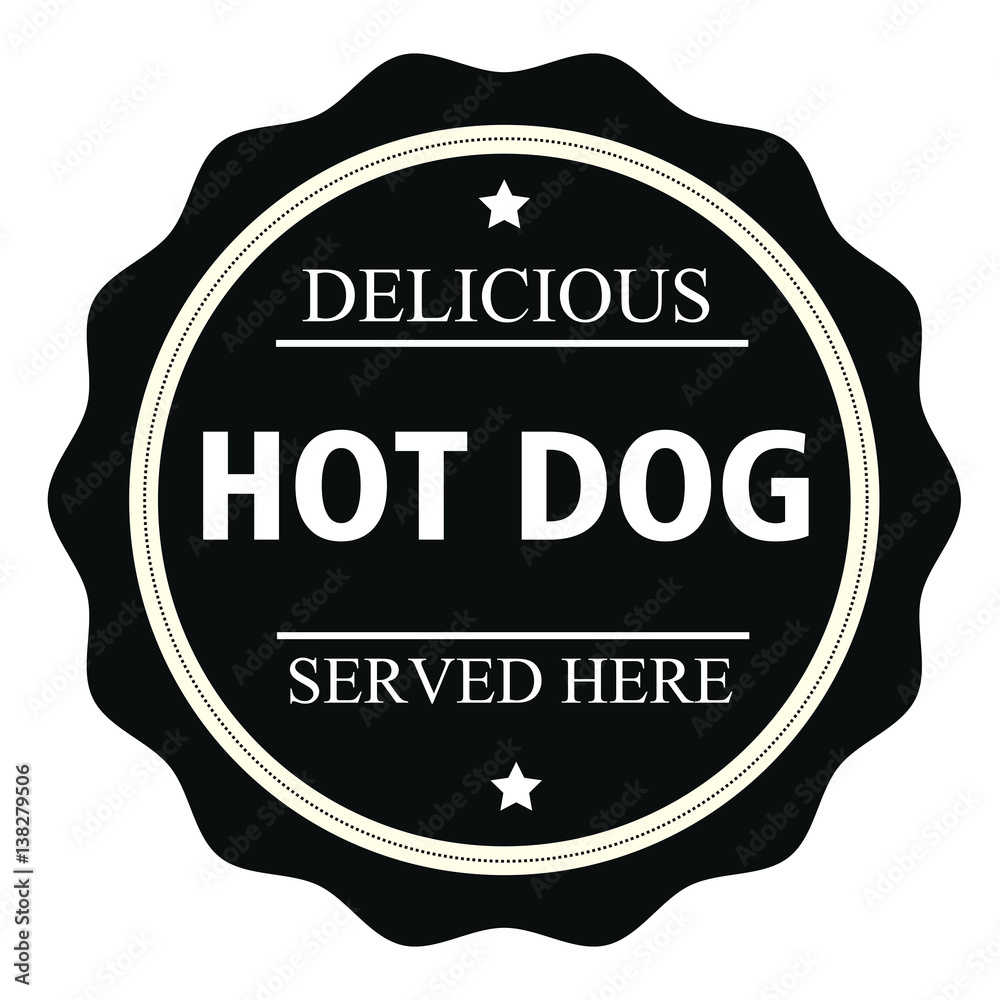 Delicious hot dog served here stamp.Sign.Seal.Logo Delicious hot dog served here stamp.Sign.Seal.Logo