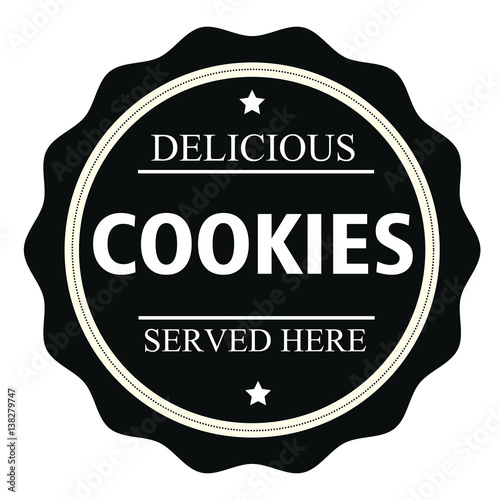 Delicious cookies served here stamp.Sign.Seal.Logo