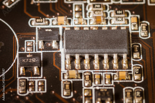 Electronic collection - fragment a computer PCB with SMD components