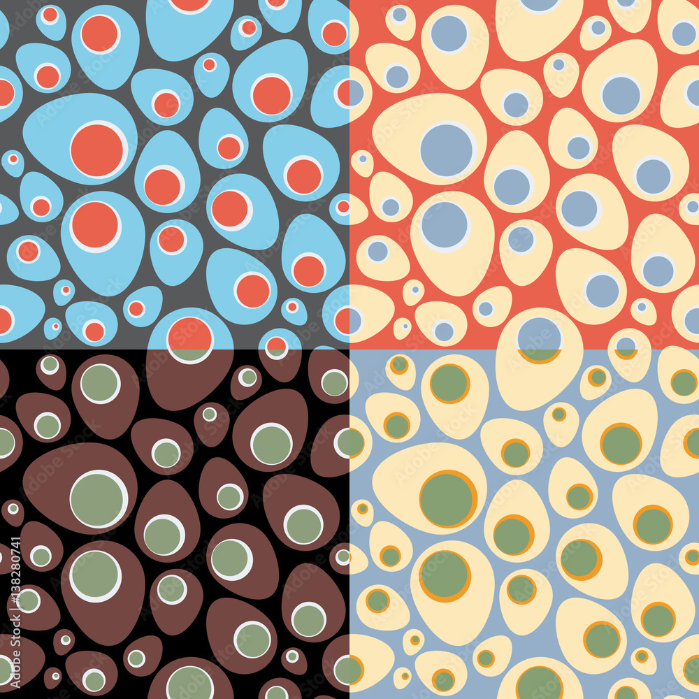 Four Different Color Variations Of Seamless Oval Patterns Four Different Color Variations Of Seamless Oval Patterns