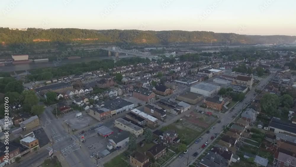 Aerial shot of Ambridge downtown in Western Pennsylvania Aerial shot of Ambridge downtown in Western Pennsylvania