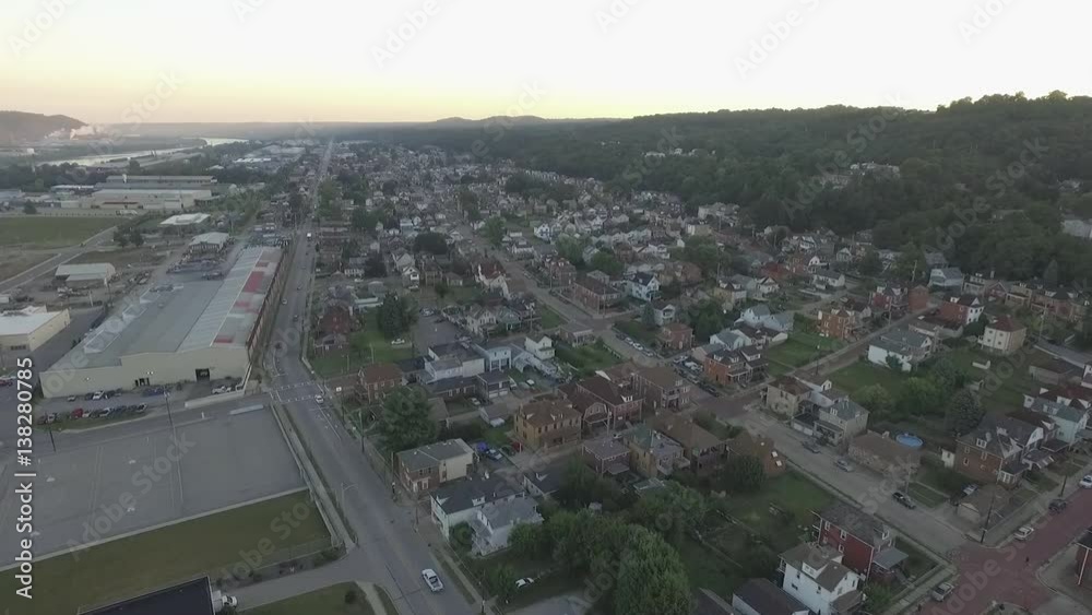 Aerial shot of the town of Ambridge and industrial park Aerial shot of the town of Ambridge and industrial park