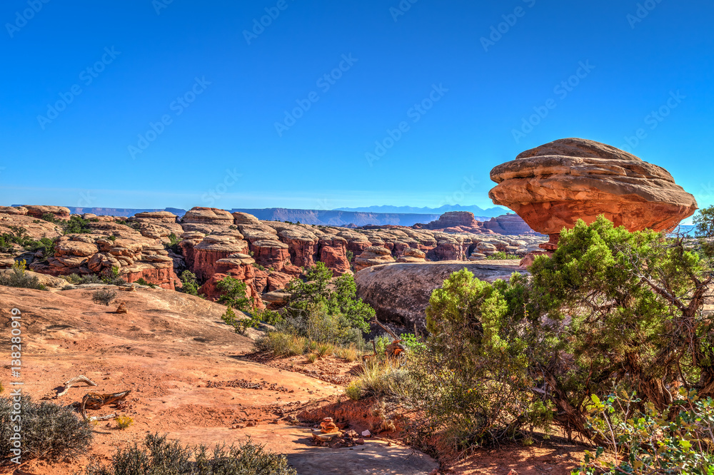 Hiking the beautiful, rough, and remote Elephant Hill Trail in the Needles District of the Canyonlands National Park in Utah, takes one to spectacular land formations and scenic vistas.