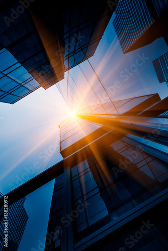 Photography Skyscrapers from a low angle view in Shanghai,China.