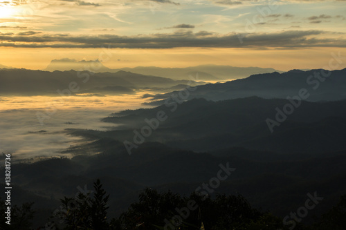 Sea Of Mist With Doi Luang Chiang Dao, View Form Doi Dam in Wianghaeng Chiangmai Thailand © prwstd