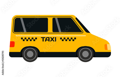 City road yellow taxi transport vector illustration.