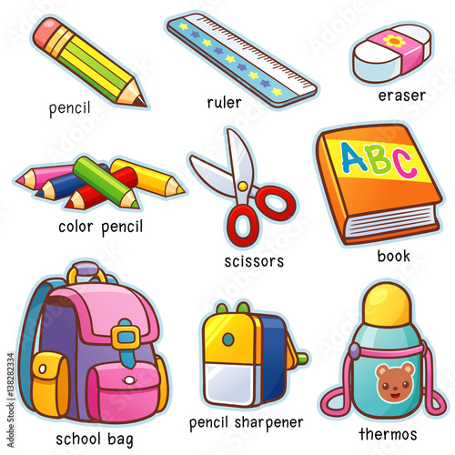 Vector illustration of Cartoon Back to school vocabulary
