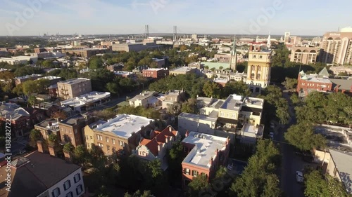 Aerial Shot of Savannah, GA Looking Back Toward the Suspension Bridge photo