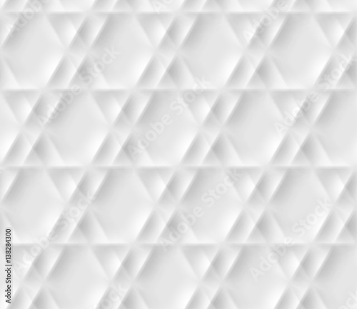 Seamless pattern with hexagonal cells made from shadows and lights in origami style. White repeating background. © swillklitch